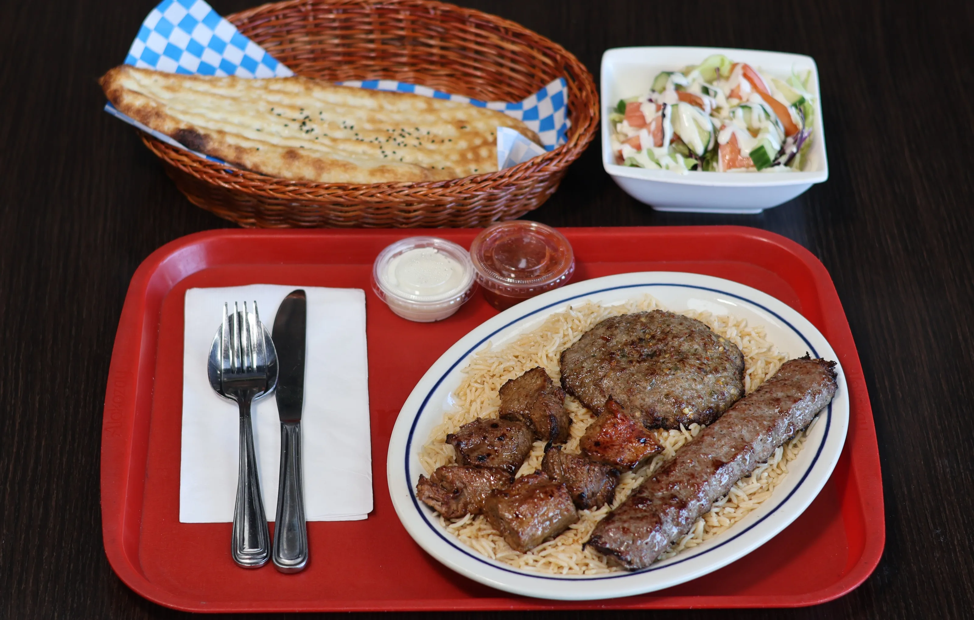 Kabuli Kebob Salad with Salad & Naan
