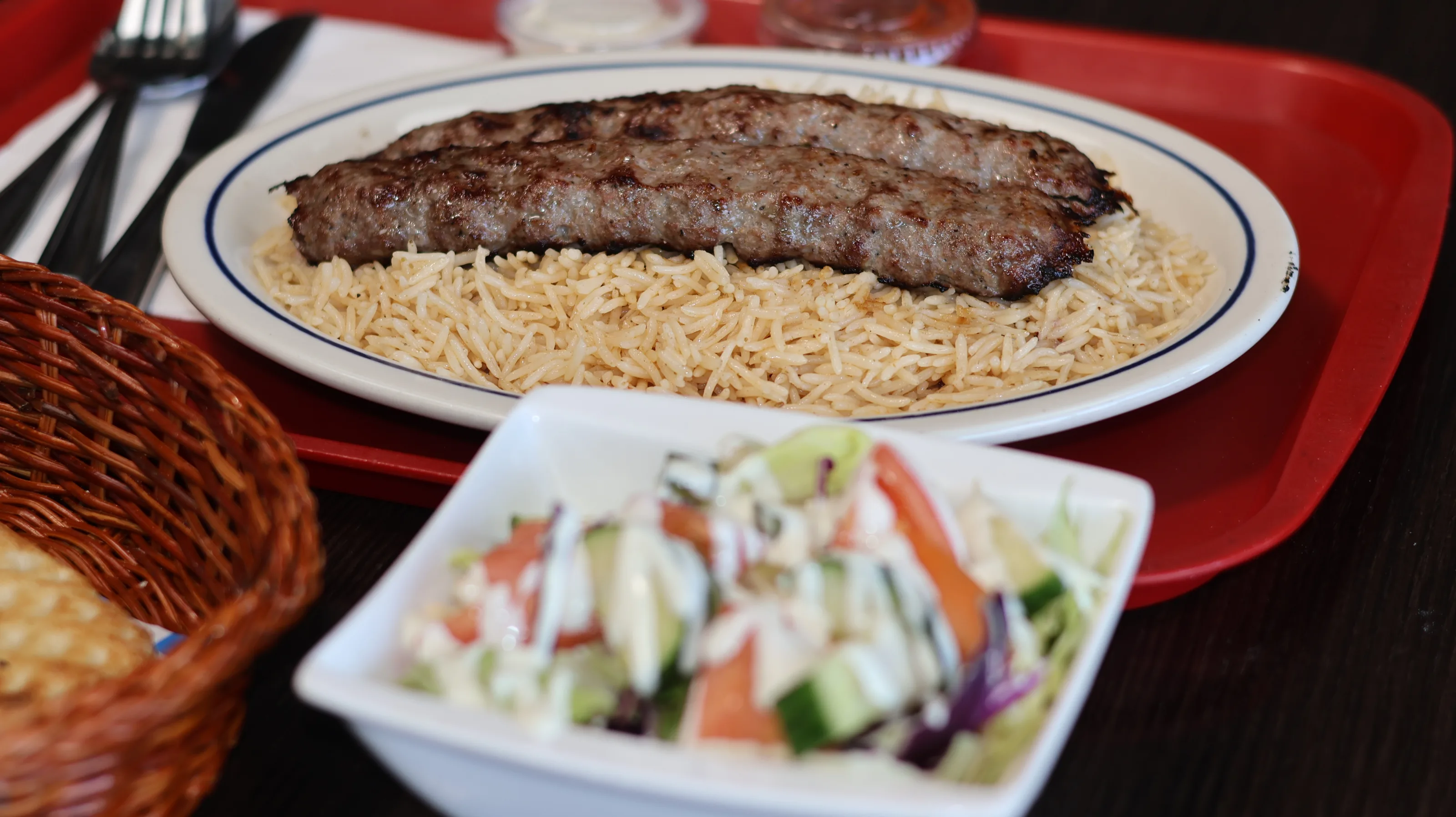 Shami Kebob with Salad & Naan